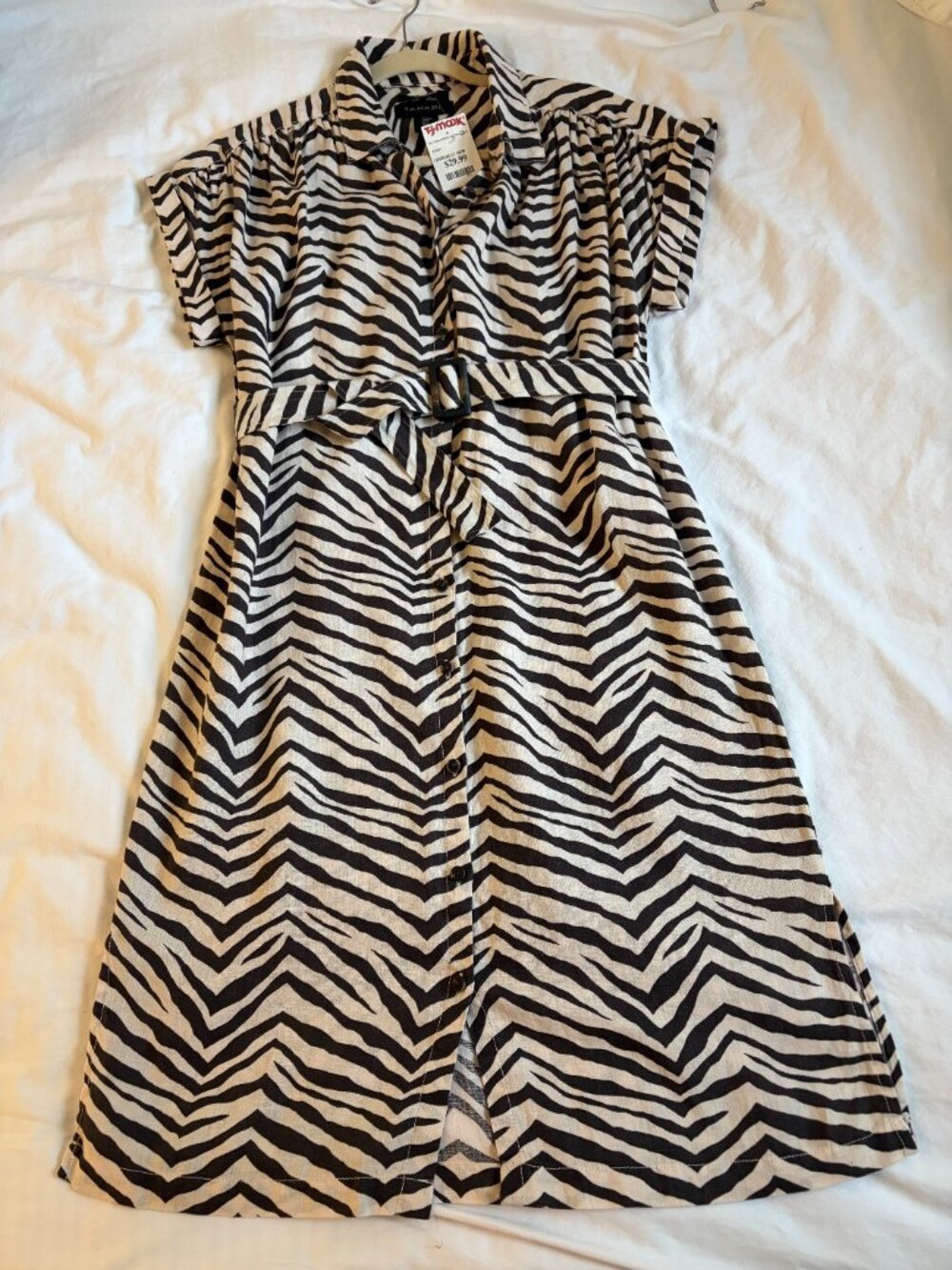 Tahari Zebra Print Linen Dress NWT Medium